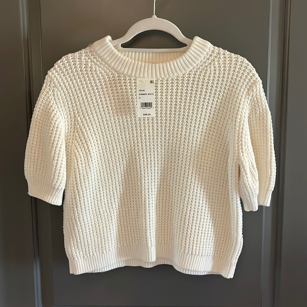French Connection Short Sleeve Cream Sweater